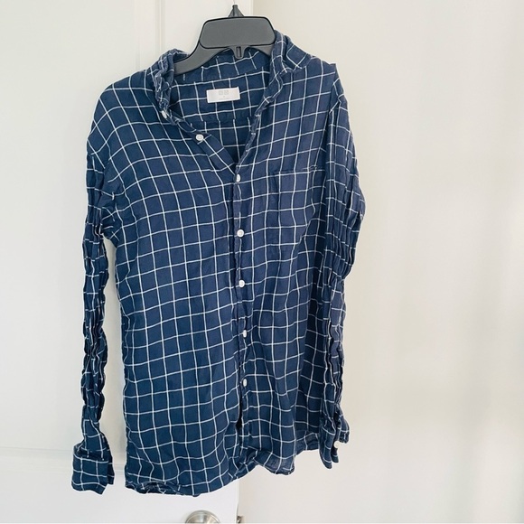 Uniqlo Blue White Plaid Button Down Shirt Size M - Picture 1 of 14